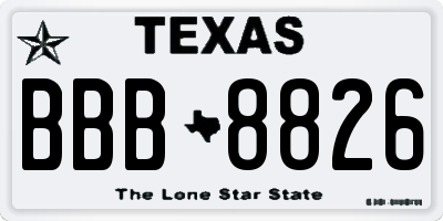TX license plate BBB8826