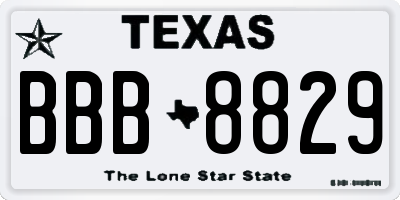 TX license plate BBB8829
