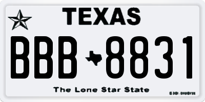 TX license plate BBB8831