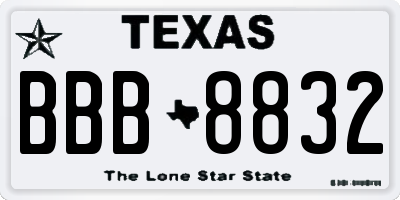 TX license plate BBB8832
