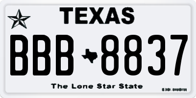 TX license plate BBB8837