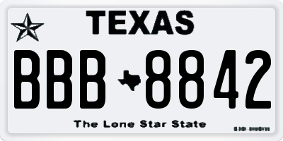 TX license plate BBB8842