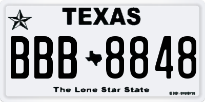 TX license plate BBB8848