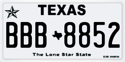 TX license plate BBB8852