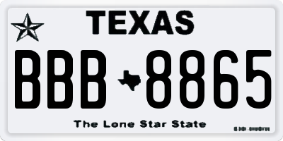 TX license plate BBB8865