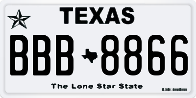 TX license plate BBB8866