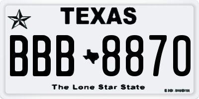 TX license plate BBB8870