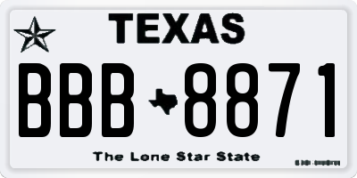 TX license plate BBB8871