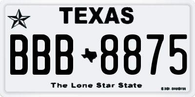 TX license plate BBB8875