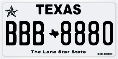 TX license plate BBB8880