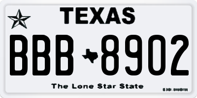 TX license plate BBB8902
