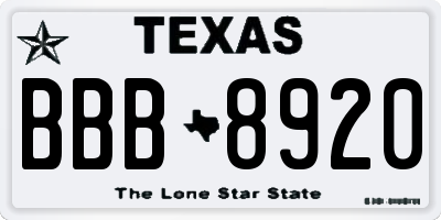 TX license plate BBB8920