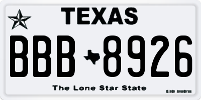 TX license plate BBB8926