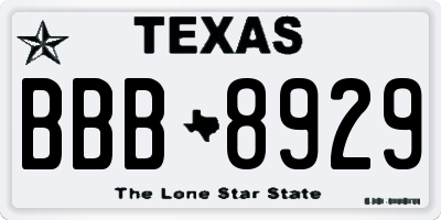 TX license plate BBB8929