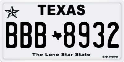 TX license plate BBB8932