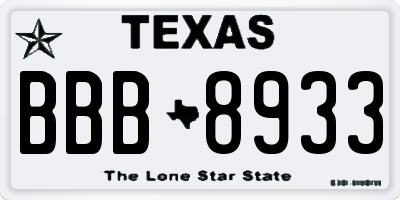 TX license plate BBB8933