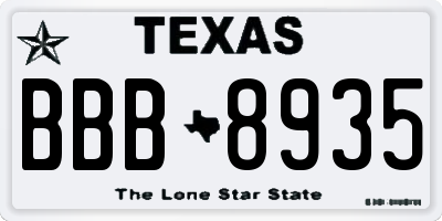 TX license plate BBB8935