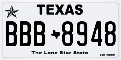 TX license plate BBB8948