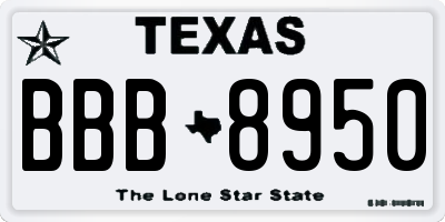 TX license plate BBB8950