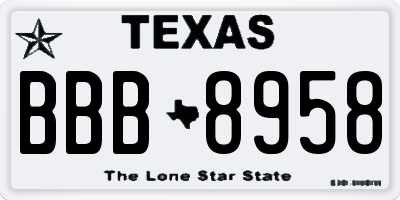 TX license plate BBB8958