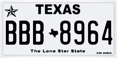 TX license plate BBB8964