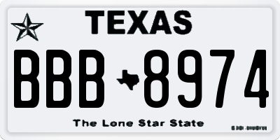 TX license plate BBB8974