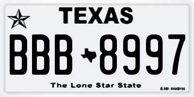 TX license plate BBB8997