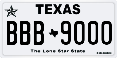 TX license plate BBB9000