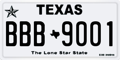 TX license plate BBB9001