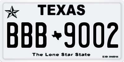 TX license plate BBB9002