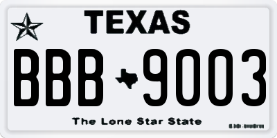 TX license plate BBB9003