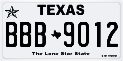 TX license plate BBB9012