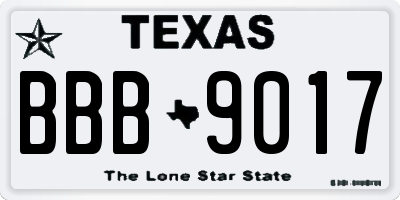 TX license plate BBB9017