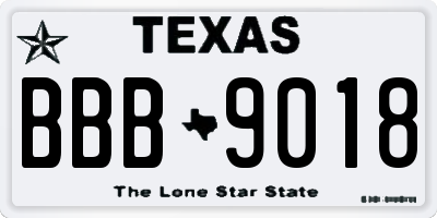 TX license plate BBB9018