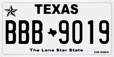 TX license plate BBB9019