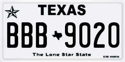 TX license plate BBB9020