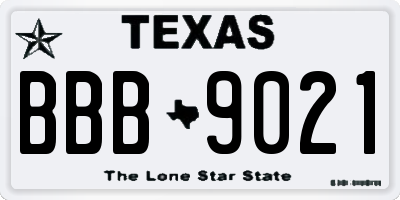 TX license plate BBB9021