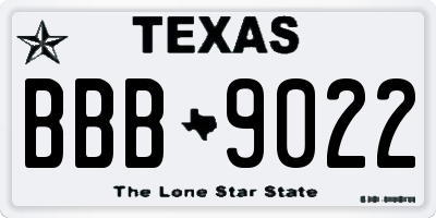 TX license plate BBB9022