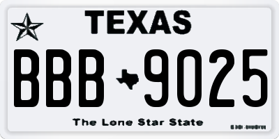 TX license plate BBB9025