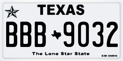 TX license plate BBB9032