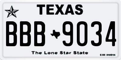 TX license plate BBB9034