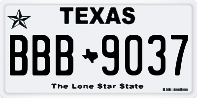 TX license plate BBB9037