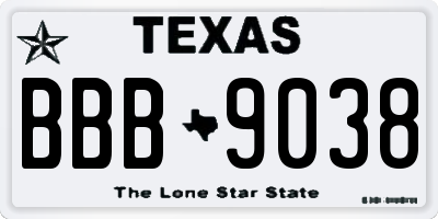 TX license plate BBB9038