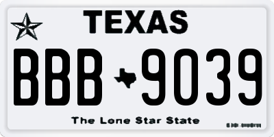 TX license plate BBB9039