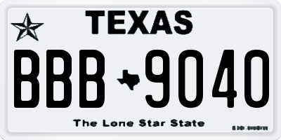 TX license plate BBB9040