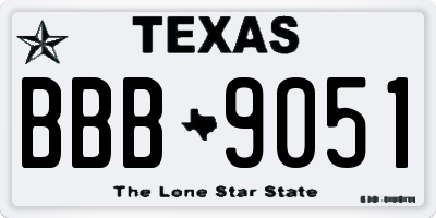 TX license plate BBB9051