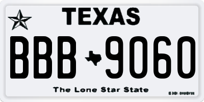 TX license plate BBB9060