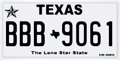 TX license plate BBB9061