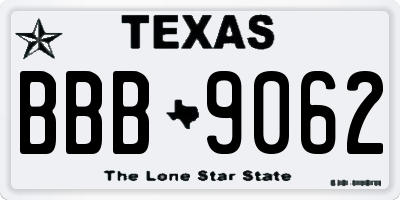 TX license plate BBB9062