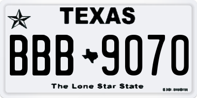 TX license plate BBB9070